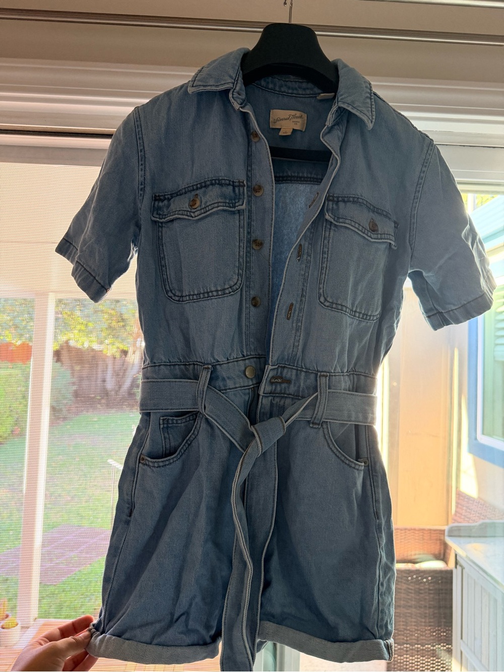 Jean button up Romper